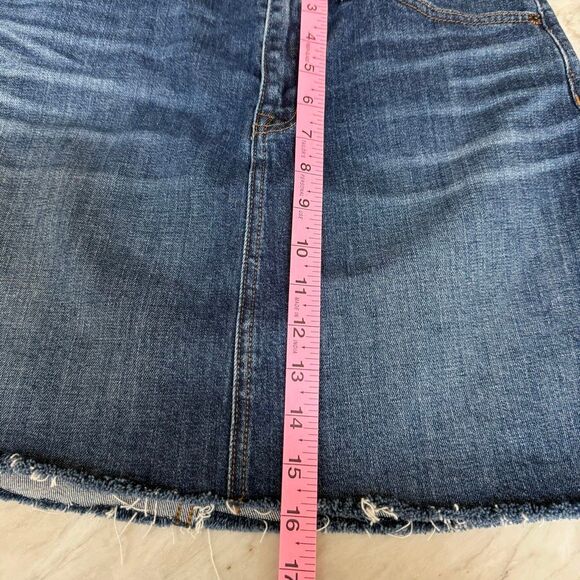 J. Crew Womens Denim Mini Skirt Blue Raw Hem Boho Western Festival Y2K Sz 27 - Picture 6 of 6